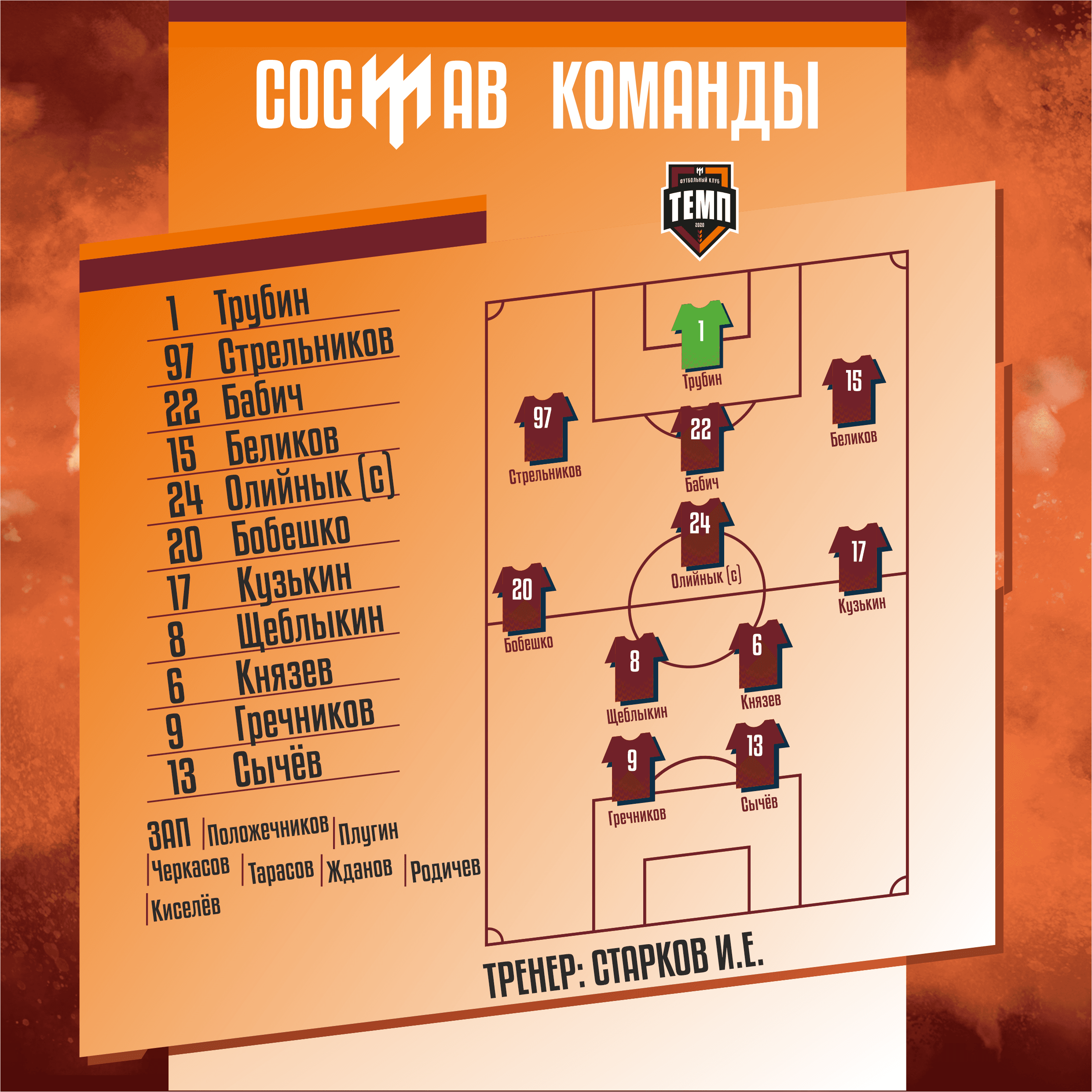 НАШ СОСТАВ НА ИГРУ!