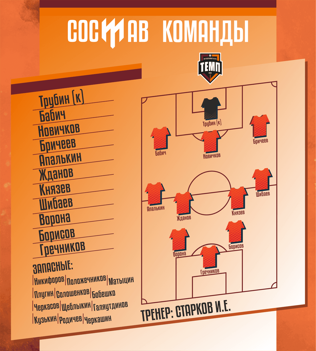 НАШ СОСТАВ НА ИГРУ!