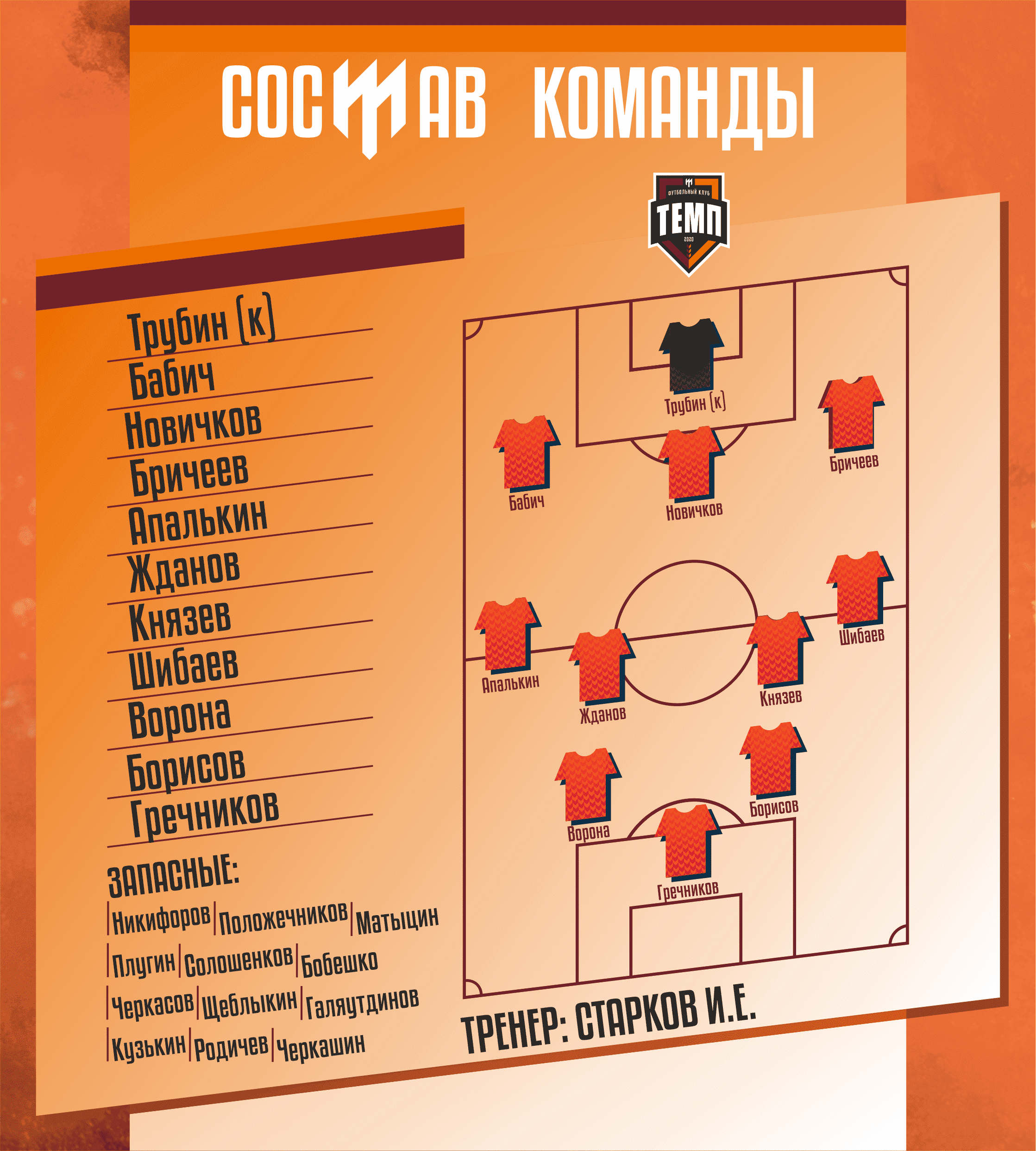 НАШ СОСТАВ НА ИГРУ!