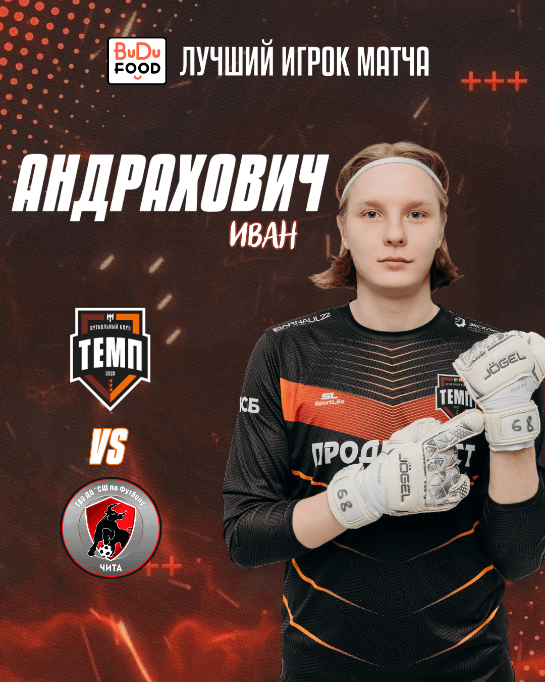 «BuDu Food» Лучшим игроком матча» «Темп» — «Чита» становится Иван Андрахович! 