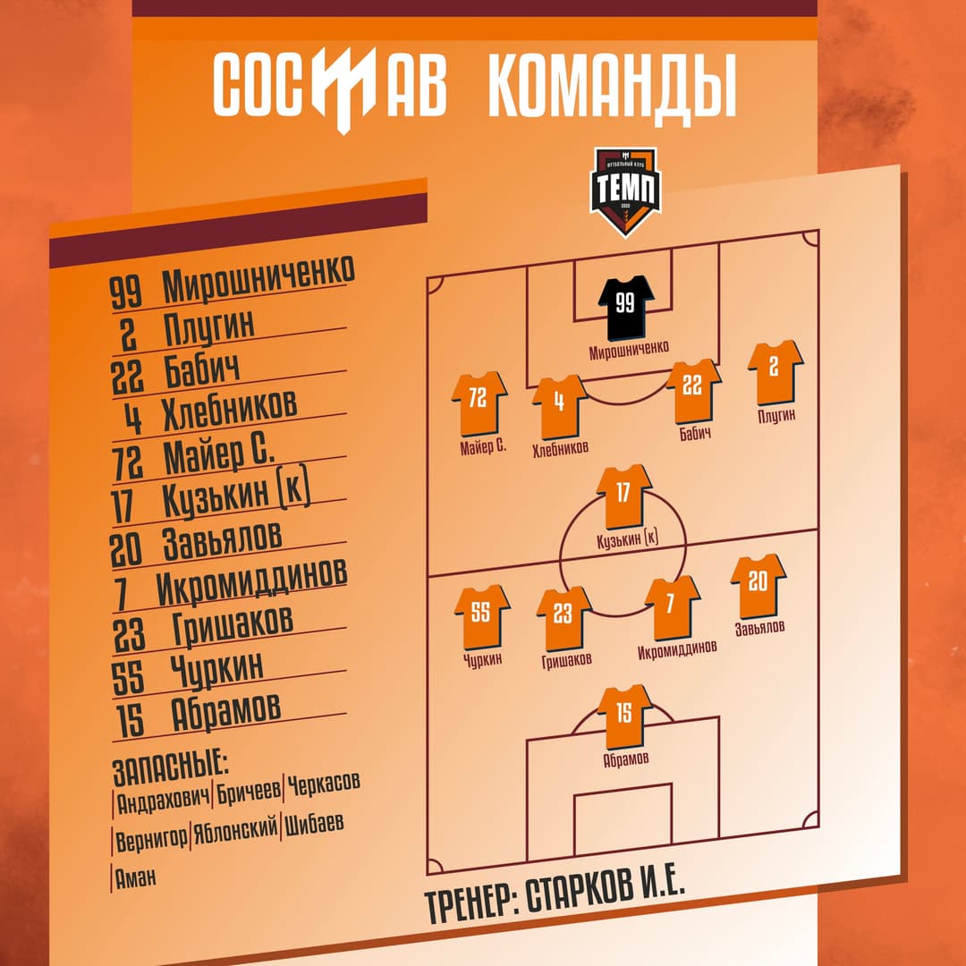 НАШ СОСТАВ НА ИГРУ!