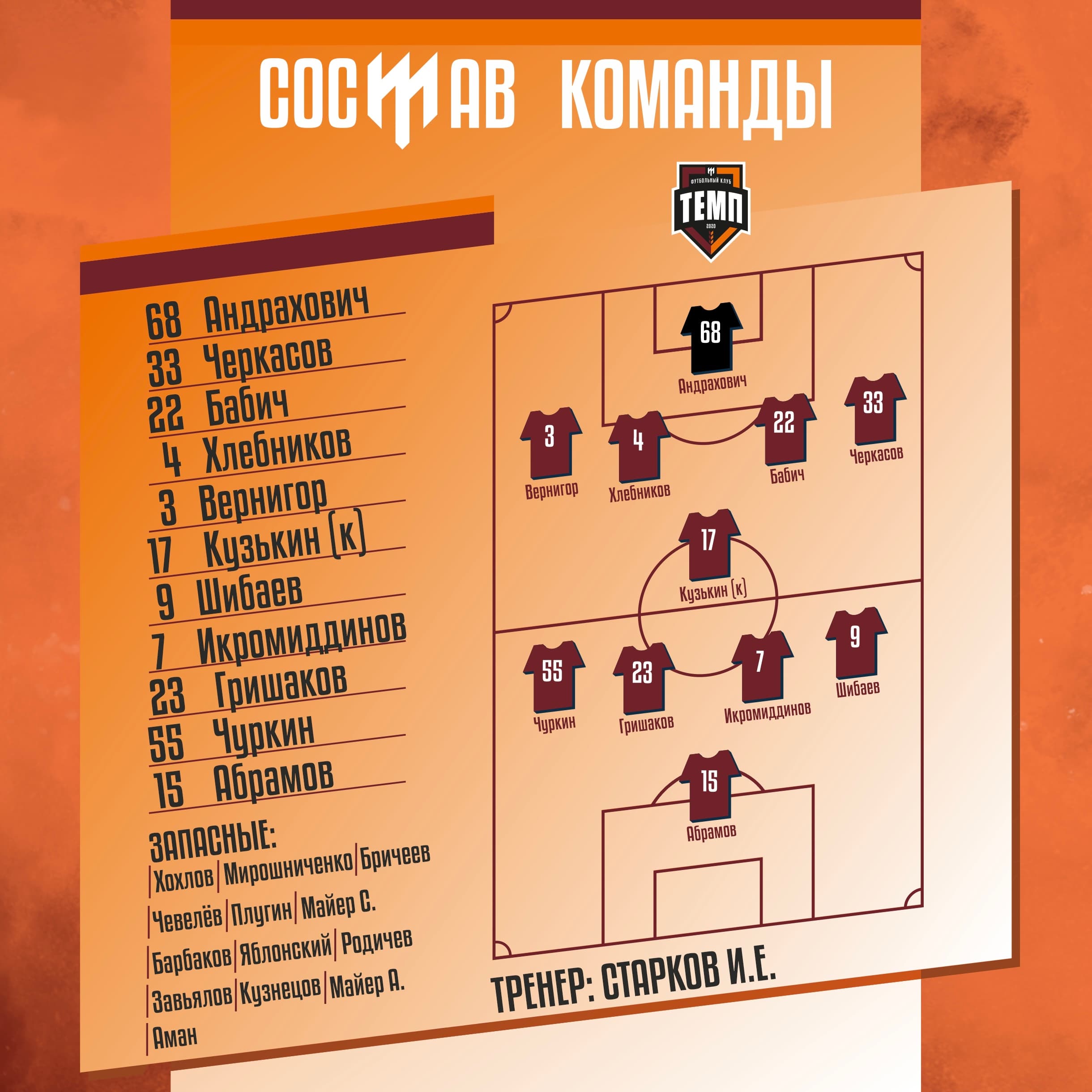 НАШ СОСТАВ НА ИГРУ!
