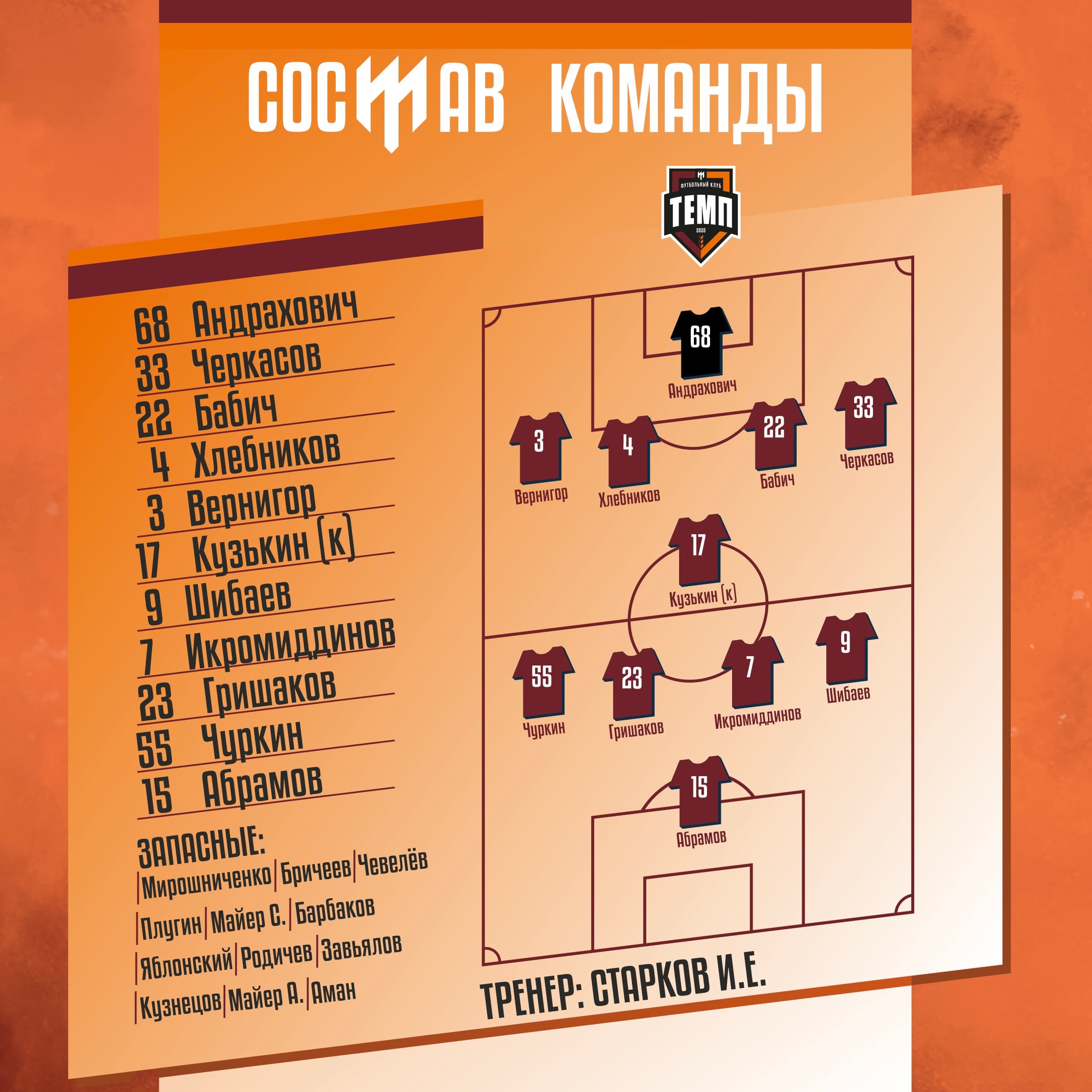 НАШ СОСТАВ НА ИГРУ!